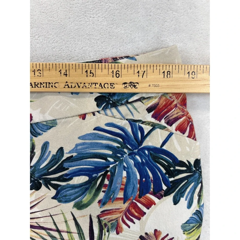 Chico's Pants Women 16 Multi Color Cropped Tropical‎ Botanical Cotton Blend